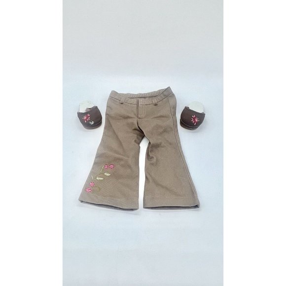 AMERICAN GIRL DOLL Photographer Pants Brown Floral With Shoes READ - Picture 1 of 6